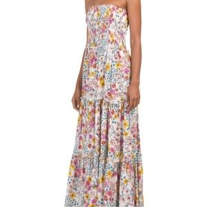 Abel the Label ATL Flower Child Strapless Peasant Maxi Dress Size M